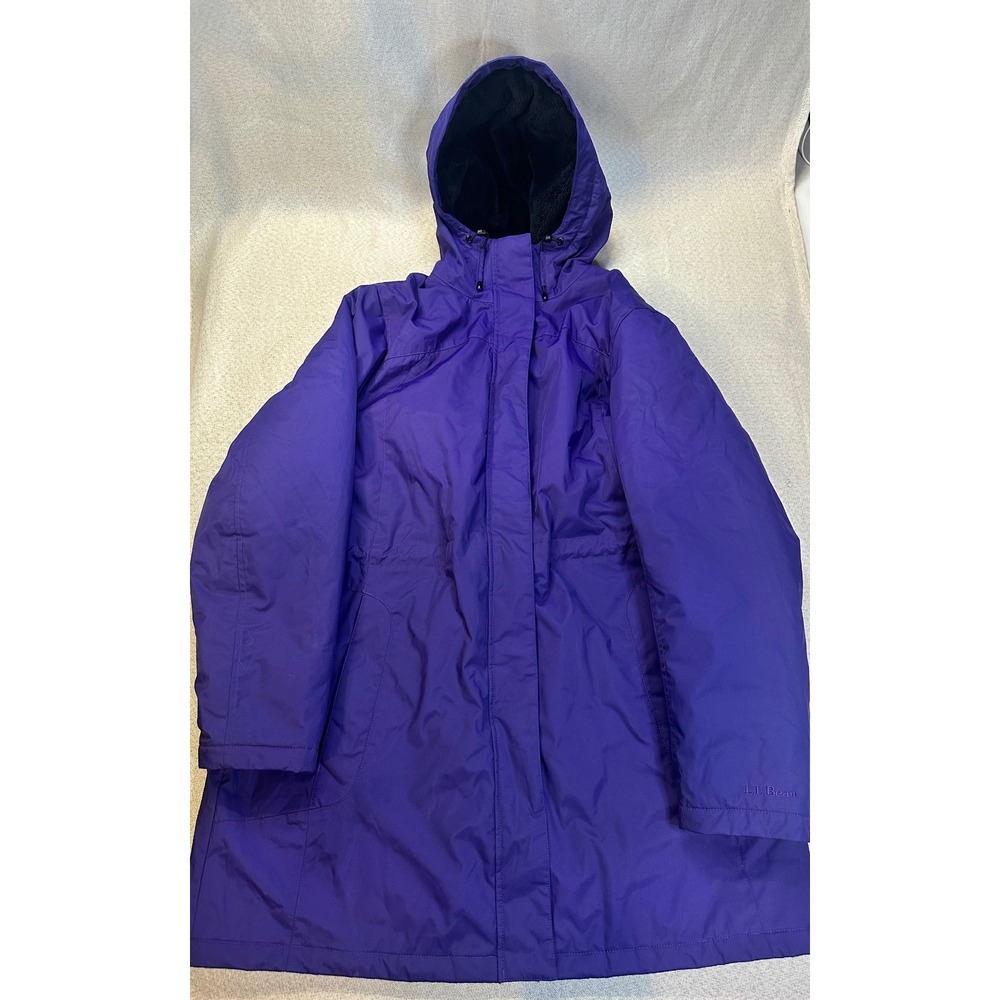 LL Bean Womens XL Wildcat 3-in-1 Parka Jacket Purple Fleece Lined Hooded 271139
